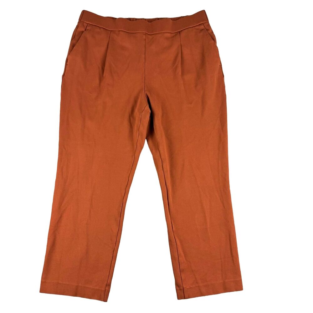 Ann Taylor Pants Womens Large Orange Elastic Waist Cropped Tapered Ankle Stretch